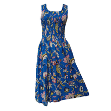 Load image into Gallery viewer, Blue Floral Cotton Maxi Dress UK One Size 14-24 EE17