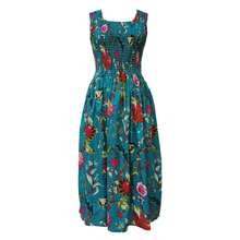 Load image into Gallery viewer, Teal Floral Cotton Maxi Dress UK One Size 14-24 AR2