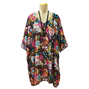 Black Floral Angel Blouse Crepe Size 22 to 32 DL4