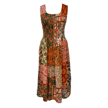 Load image into Gallery viewer, Orange Patchwork Cotton Maxi Dress UK One Size 14-24 A52
