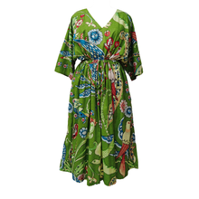 Load image into Gallery viewer, Green Birds Cotton Maxi Dress UK Size 18-32 SSF14