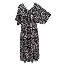 Load image into Gallery viewer, Batik Black Tie Dye Smocked Maxi Dress Size 16-32 PL16