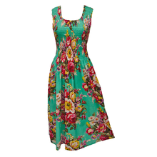 Load image into Gallery viewer, Mint Bouquet Cotton Maxi Dress UK One Size 14-24 A40