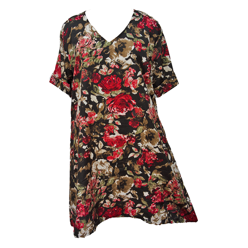 Black Crepe Shirt Dress Size 16-32 PS14