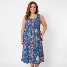 Load image into Gallery viewer, Blue Artistic Cotton Maxi Dress UK One Size 14-24 EE4