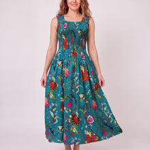 Load image into Gallery viewer, Teal Floral Cotton Maxi Dress UK One Size 14-24 AR2