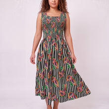 Load image into Gallery viewer, Stripes and Papaya Cotton Maxi Dress UK One Size 14-24 AR24