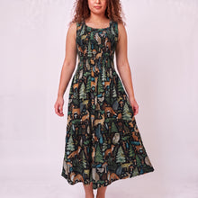 Load image into Gallery viewer, Black Wildlife Cotton Maxi Dress UK One Size 14-24 AR20