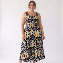 Load image into Gallery viewer, Black Ikat Cotton Maxi Dress UK One Size 14-24 AR4