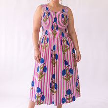Load image into Gallery viewer, Pink Stripes and Motif Cotton Maxi Dress UK One Size 14-24 AR28