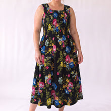 Load image into Gallery viewer, Black Floral Cotton Maxi Dress UK One Size 14-24 AR1