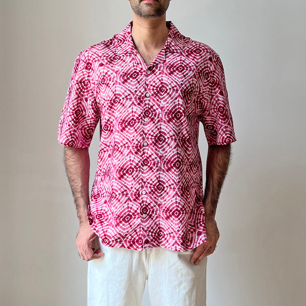Mens Maroon Tie Dye Casual Shirt