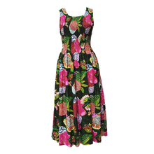 Load image into Gallery viewer, DARK GREEN Floral Cotton Maxi Dress UK One Size 14-24 EE34