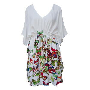White 40" Belted Kaftan One Size 12 to 24 K1
