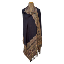 Load image into Gallery viewer, Black Kani Work Shawl W21