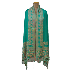 Turquoise Kani Work Shawl W5