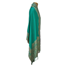 Load image into Gallery viewer, Turquoise Kani Work Shawl W5