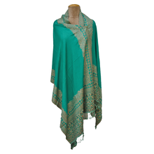 Load image into Gallery viewer, Turquoise Kani Work Shawl W5