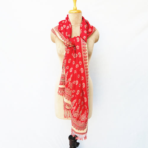 Red Cutwork Rectangle Warm Shawl WS11
