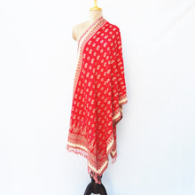Load image into Gallery viewer, Red Cutwork Rectangle Warm Shawl WS11