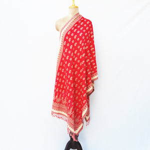Red Cutwork Rectangle Warm Shawl WS11
