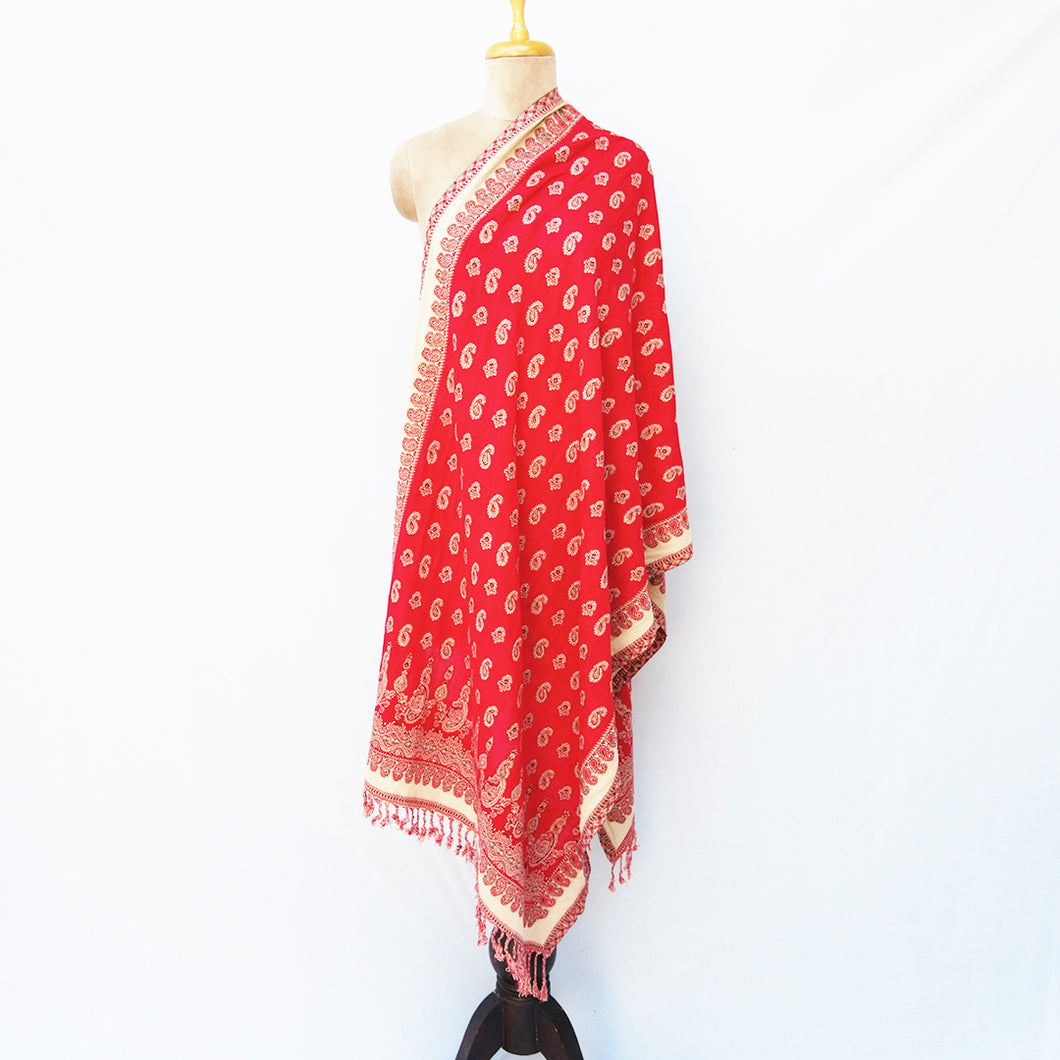 Red Cutwork Rectangle Warm Shawl WS11