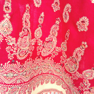 Red Cutwork Rectangle Warm Shawl WS11
