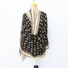 Load image into Gallery viewer, Black Cutwork Rectangle Warm Shawl WS12