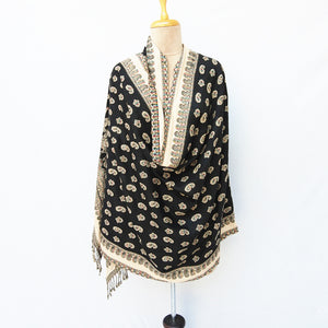 Black Cutwork Rectangle Warm Shawl WS12