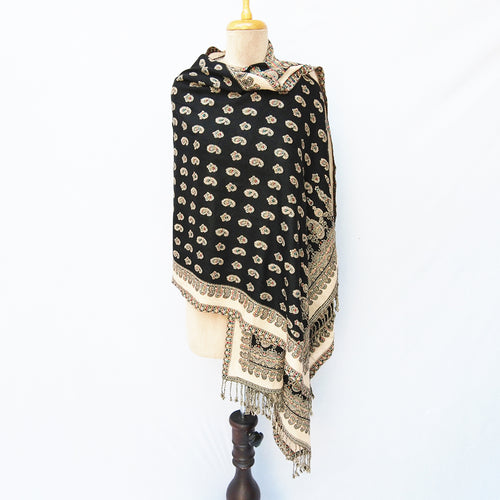 Black Cutwork Rectangle Warm Shawl WS12
