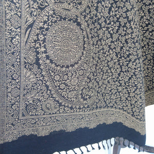 Black Reversible Rectangle Warm Shawl WS13