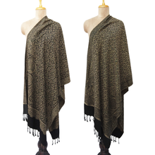 Load image into Gallery viewer, Black Reversible Rectangle Warm Shawl WS13