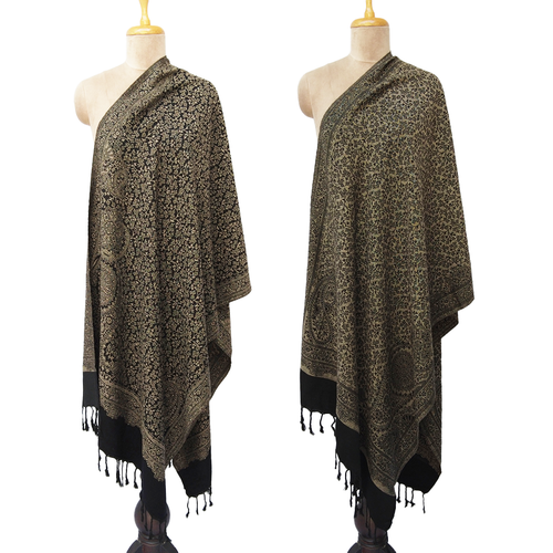 Black Reversible Rectangle Warm Shawl WS13