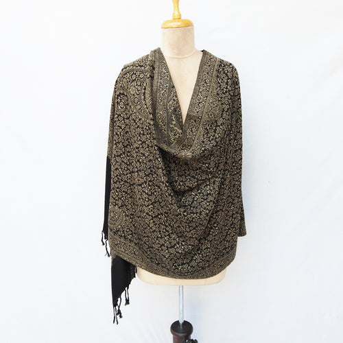 Black Reversible Rectangle Warm Shawl WS13
