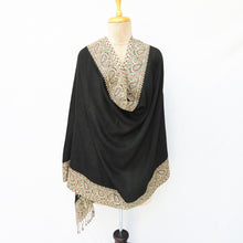 Load image into Gallery viewer, Black Cutwork Rectangle Warm Shawl WS14