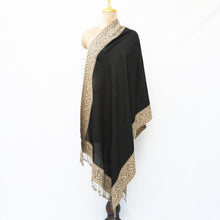 Load image into Gallery viewer, Black Cutwork Rectangle Warm Shawl WS14