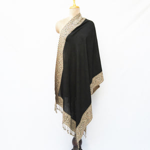 Black Cutwork Rectangle Warm Shawl WS14