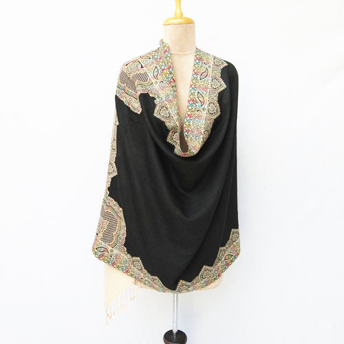 Black Cutwork Rectangle Warm Shawl WS15