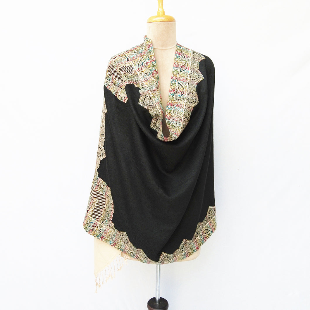 Black Cutwork Rectangle Warm Shawl WS15