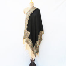 Load image into Gallery viewer, Black Cutwork Rectangle Warm Shawl WS15