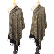 Load image into Gallery viewer, Black Reversible Rectangle Warm Shawl WS16