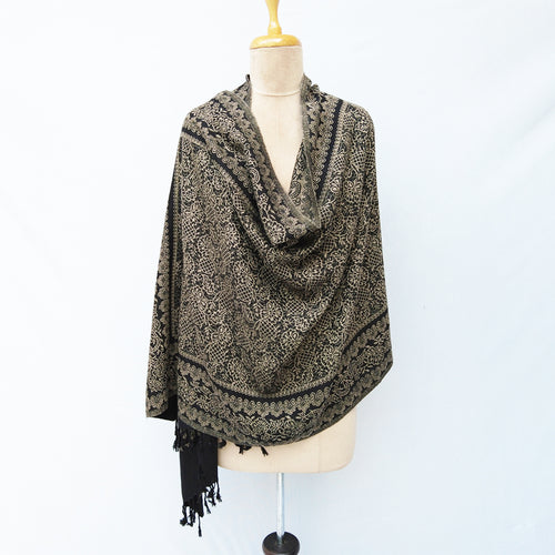 Black Reversible Rectangle Warm Shawl WS16