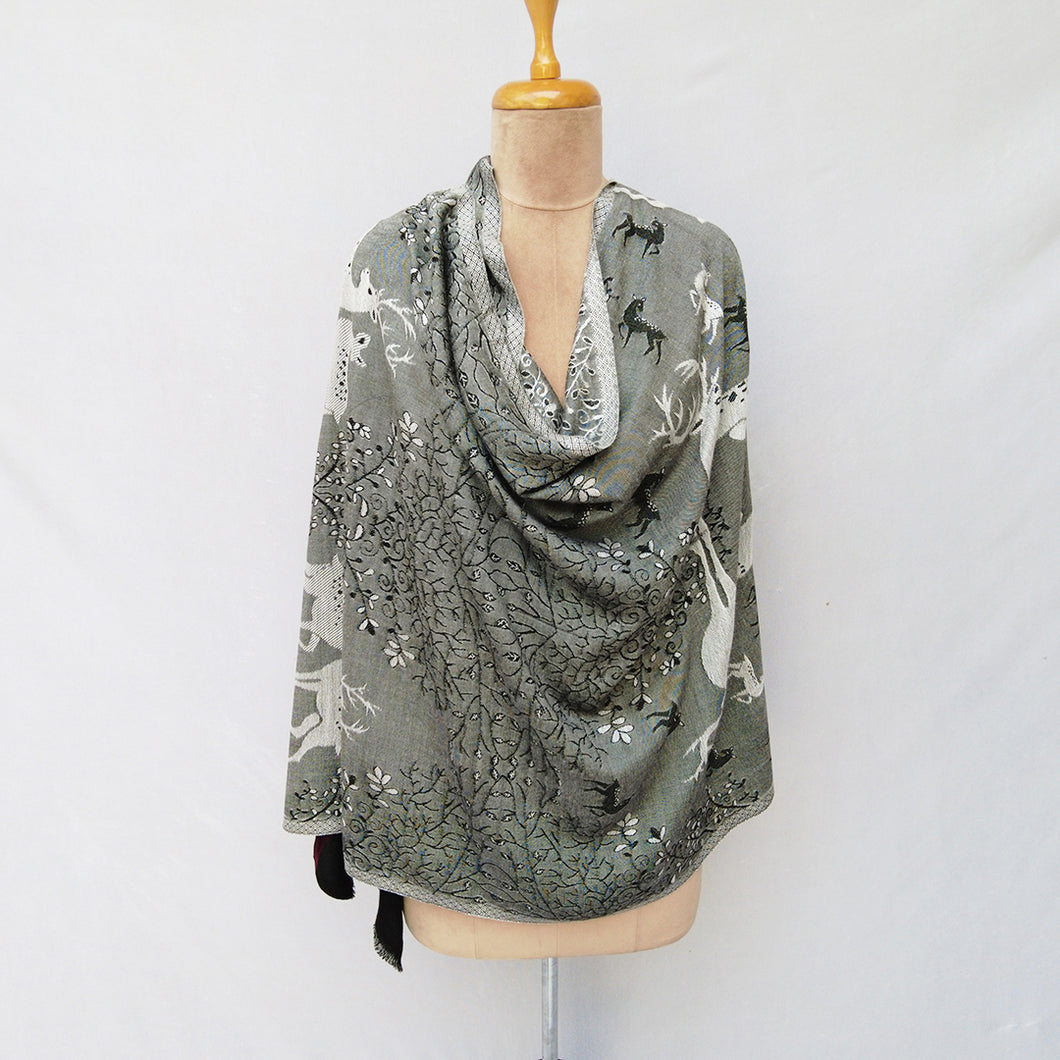 Grey Deers Rectangle Viscose Shawl WS17