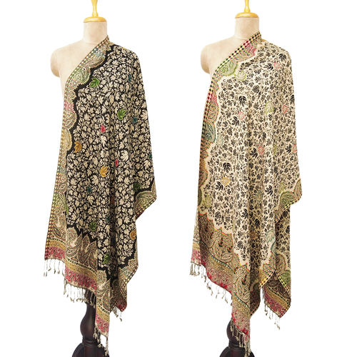 Black Reversible Rectangle Warm Shawl WS18