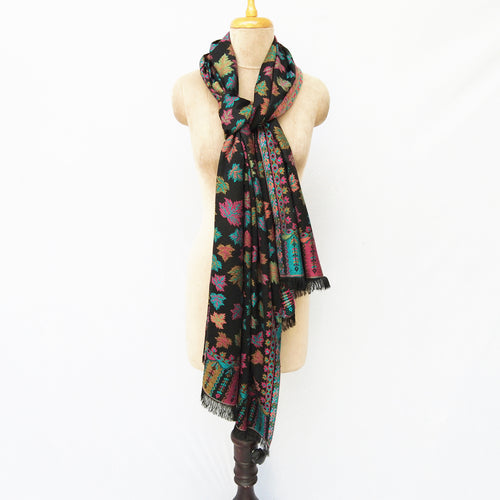 Black Cutwork Rectangle Warm Shawl WS19