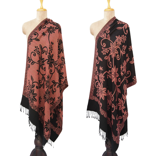 Black Reversible Rectangle Warm Shawl WS1