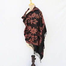 Load image into Gallery viewer, Black Reversible Rectangle Warm Shawl WS1