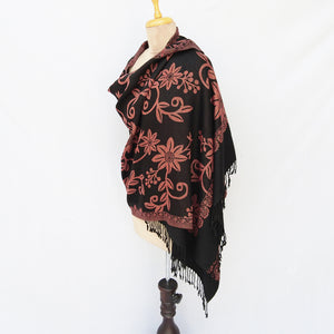 Black Reversible Rectangle Warm Shawl WS1