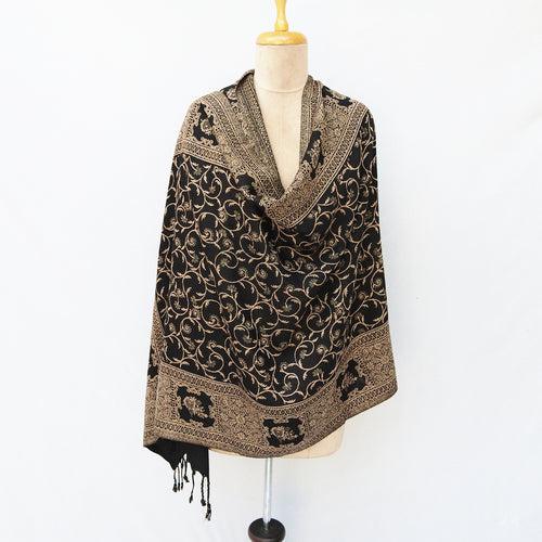Black Reversible Rectangle Warm Shawl WS20