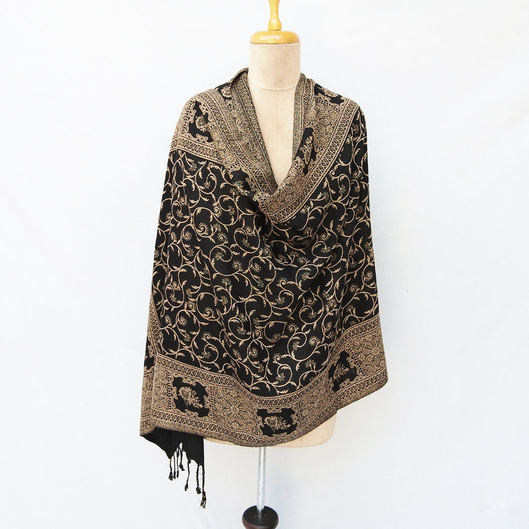 Black Reversible Rectangle Warm Shawl WS20